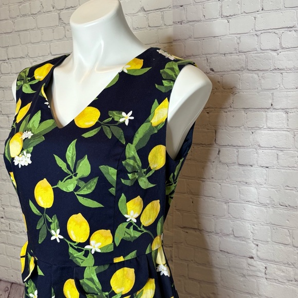 Be by Chetta B Navy Blue and Yellow Lemon Dress Size 10 - Picture 3 of 11